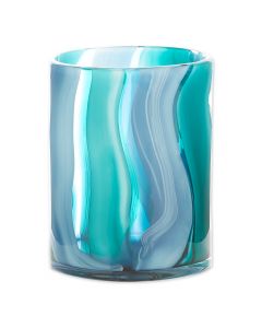 SMALL BLUE CYLINER GLASS VASE