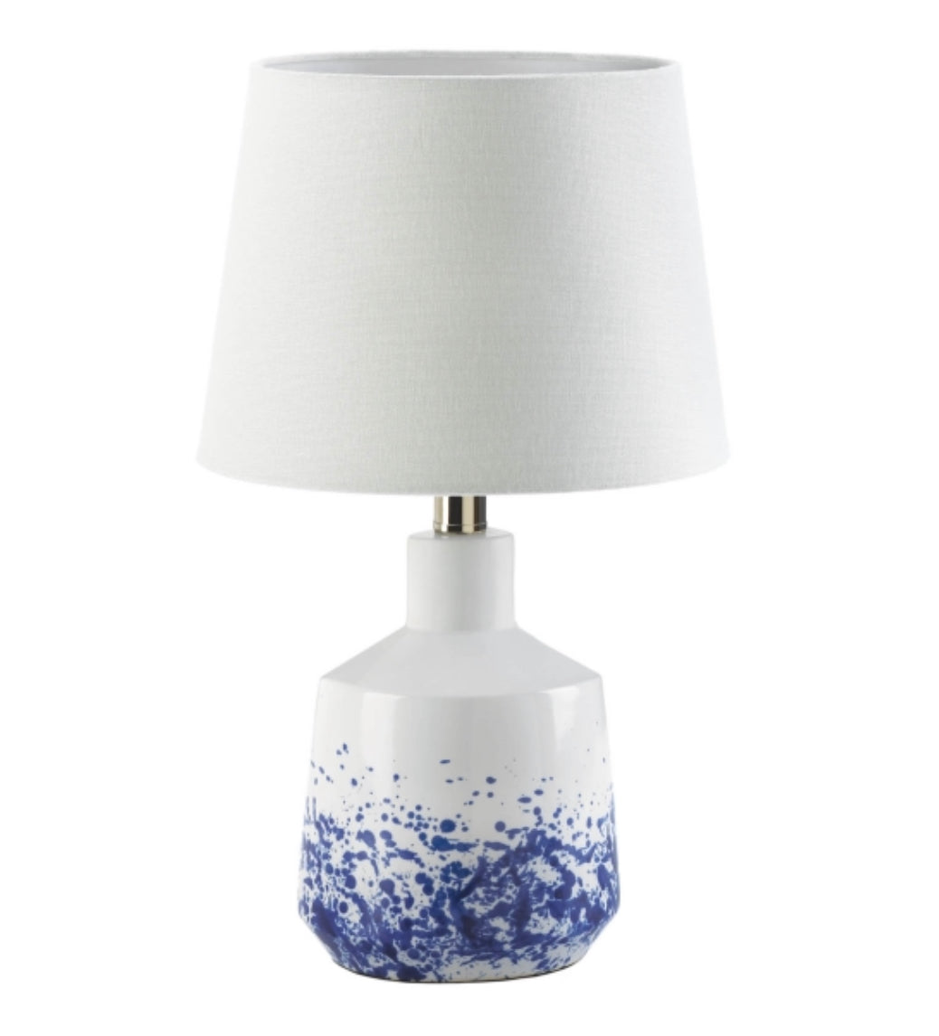 WHITE AND BLUE SPLASH TABLE LAMP