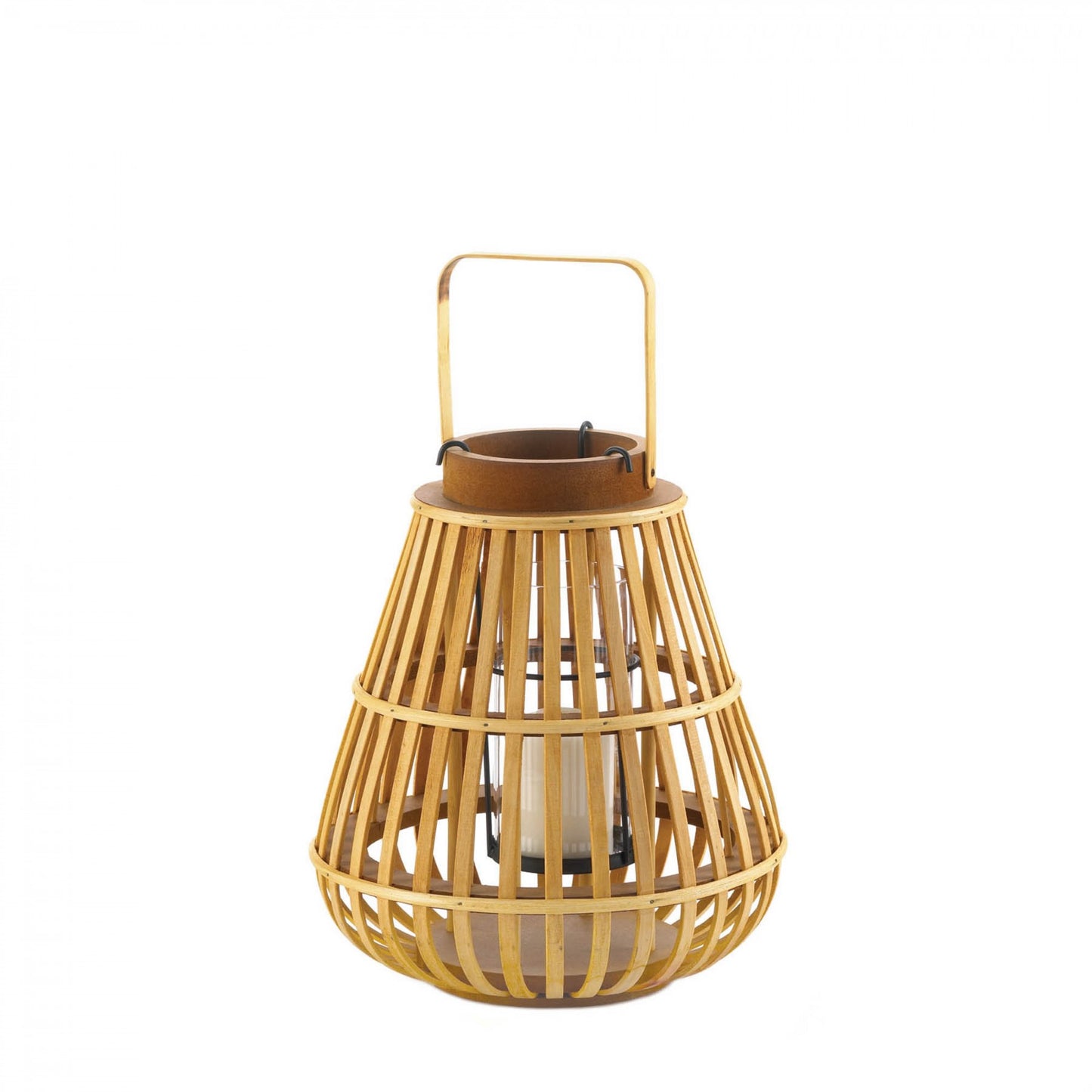 LARGE SLAT WOOD LANTERN
