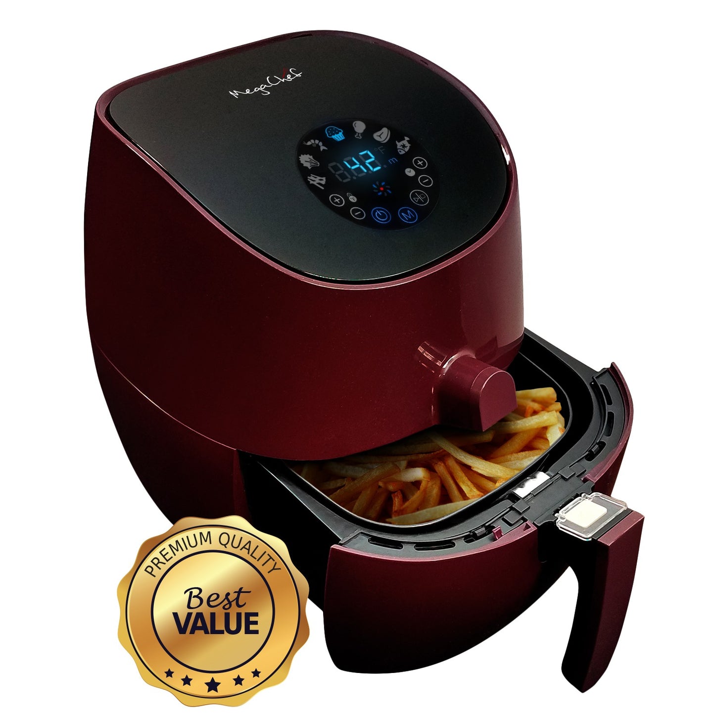 MEGACHEF 3.5 QUART AIRFRYER AND MULTICOOKER WITH 7 PRE-PROGRAMMED SETTINGS