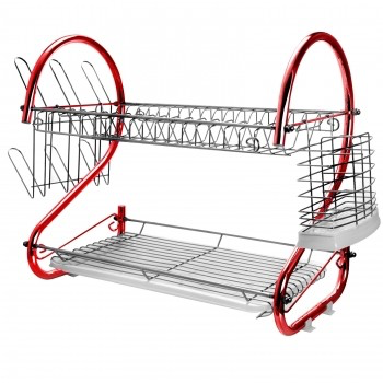 MEGACHEF 16 INCH TWO SHELF IRON WIRE DISH RACK IN MULTIPLE COLORS