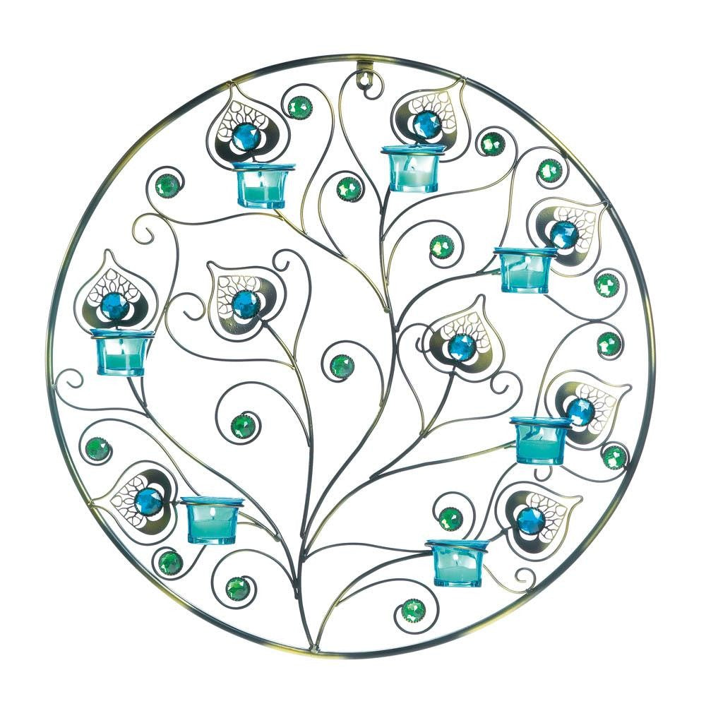 PEACOCK PLUMES CIRCULAR WALL SCONCE