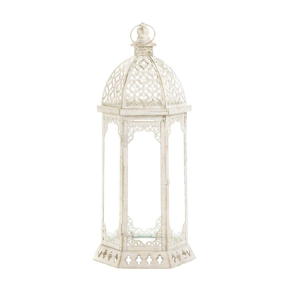 GRACEFUL DISTRESSED WHITE LANTERN