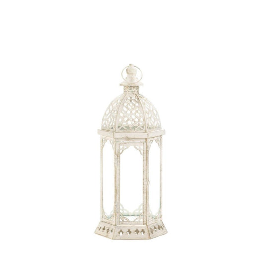 GRACEFUL DISTRESSED WHITE LANTERN