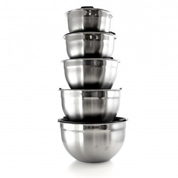 MEGACHEF 5 PIECE MULTIPURPOSE STACKABLE MIXING BOWL SET WITH LIDS