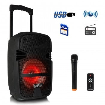 BEFREE SOUND 8 INCH 400 WATT BLUETOOTH PORTABLE PARTY PA SPEAKER SYSTEM WITH ILLUMINATING LIGHTS